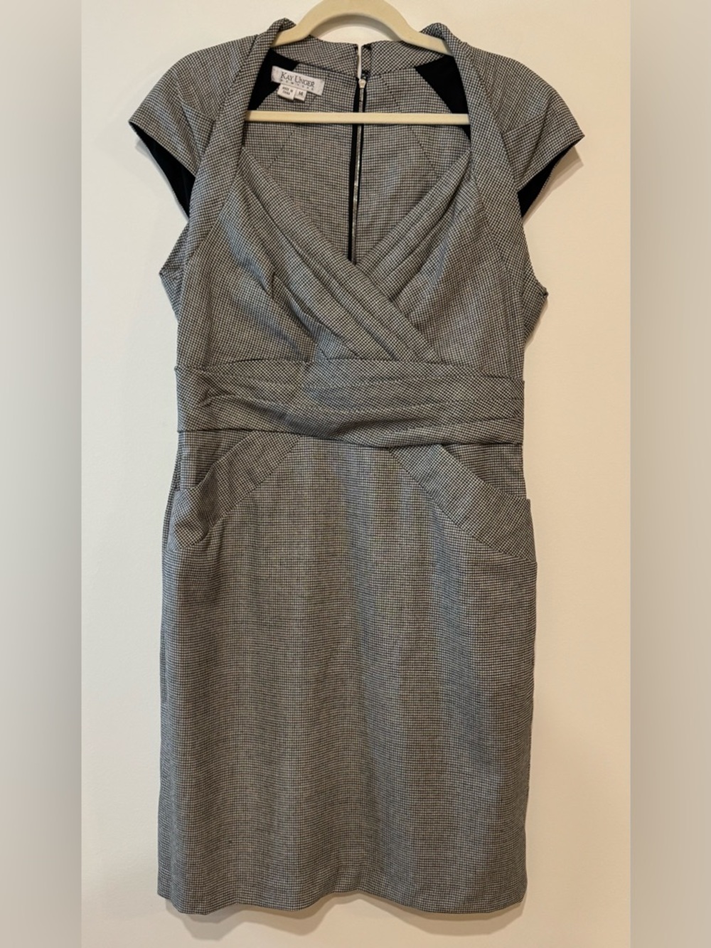 NEW Kay Unger Gray Wool/Viscose Blend Dress Size 14 - Picture 2 of 11